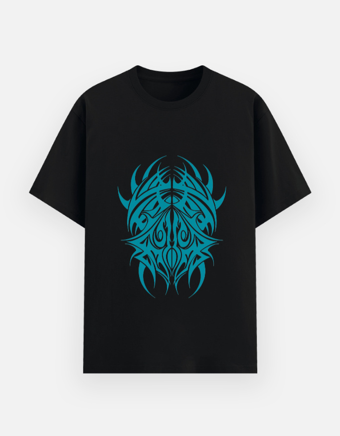 Cyan Tribal Graphic Unisex Basic T-Shirt