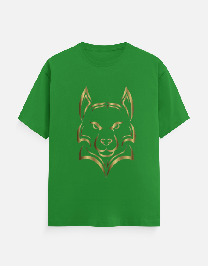 Metallic Gold Wolf Head Graphic T-Shirt