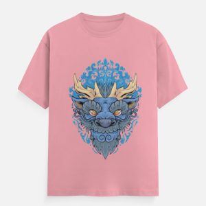 Celestial Guardian Lion Graphic T-Shirt – Flamingo