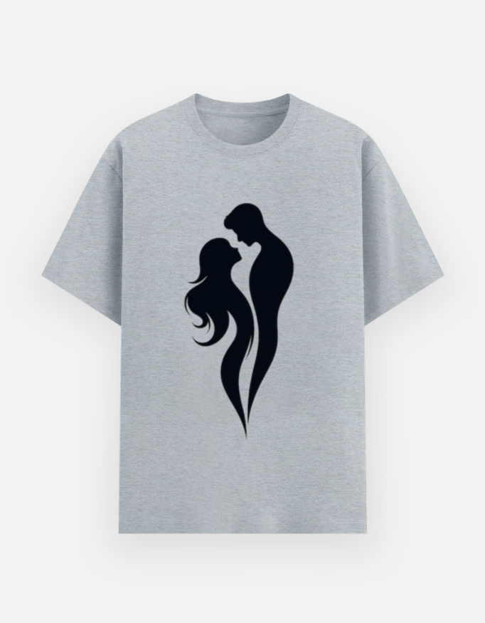 Romantic Couple Silhouette Graphic Unisex Basic T-Shirt