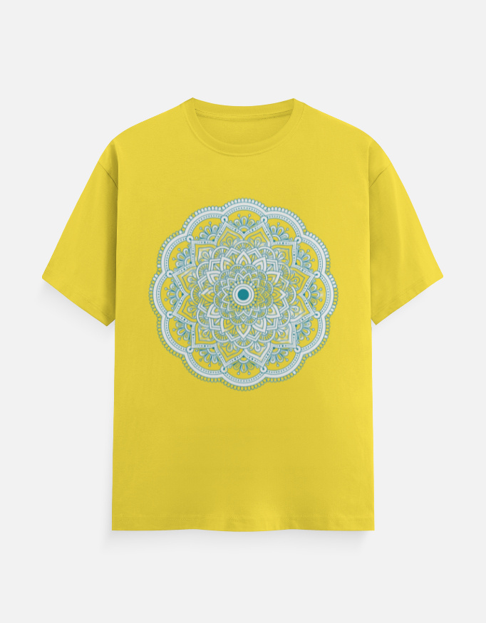 Aesthetic Circular Mandala Pattern Casual Cotton T-Shirt
