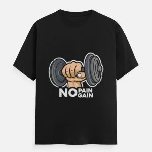"No Pain No Gain" Gym Graphic T-Shirt – Dumbbell Fitness Print