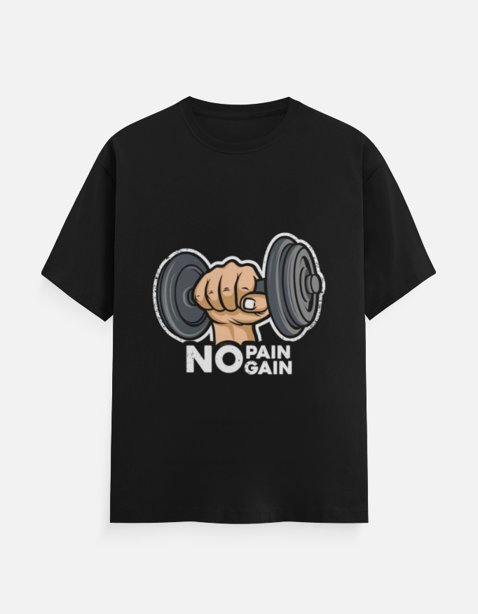 "No Pain No Gain" Gym Graphic T-Shirt – Dumbbell Fitness Print