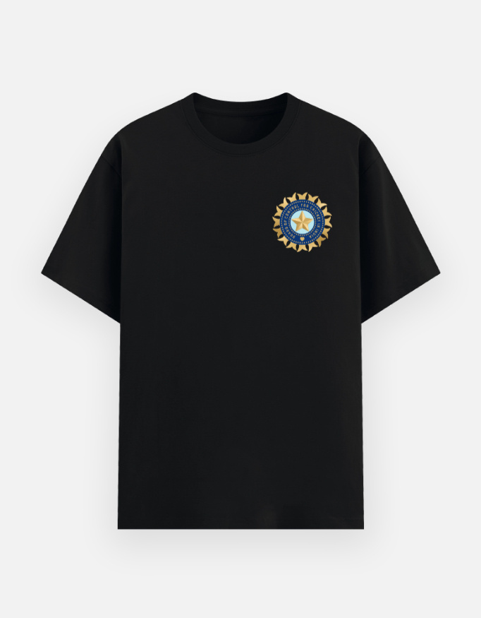 Indian Cricket Team Fan T-Shirt – Gold Emblem Chest Print