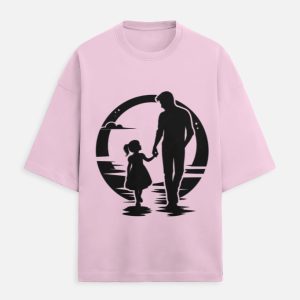 Father & Daughter Silhouette Graphic French Terry Oversized T-Shirt
