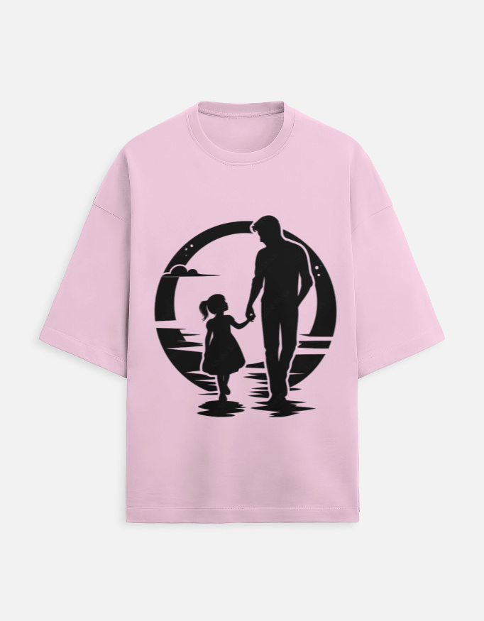 Father & Daughter Silhouette Graphic French Terry Oversized T-Shirt