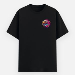 Vibrant Eagle Head Shield Emblem Printed Cotton T-Shirt