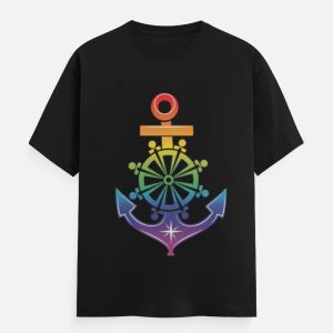 Rainbow Nautical Anchor Graphic Unisex Classic Crew T-Shirt