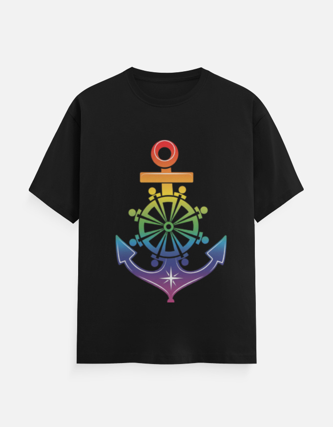 Rainbow Nautical Anchor Graphic Unisex Classic Crew T-Shirt
