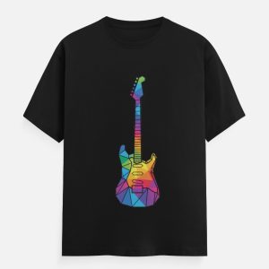 Abstract Low-Poly Guitar Print T-Shirt