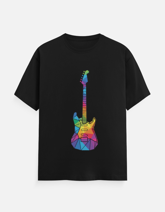 Abstract Low-Poly Guitar Print T-Shirt