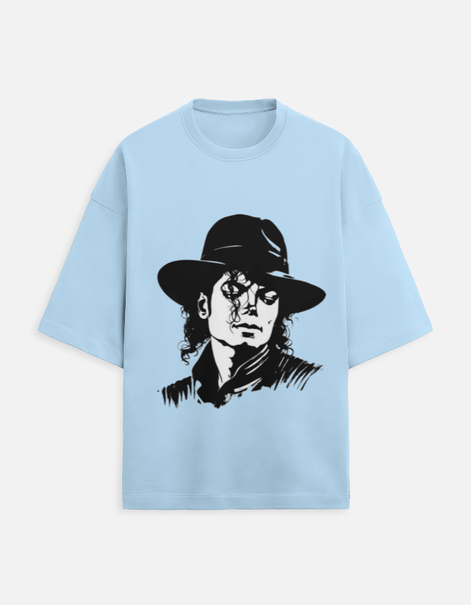 King of Pop Legend Portrait Printed Unisex French Terry Oversized Tee