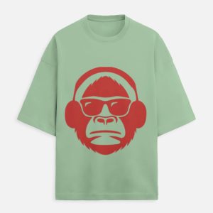DJ Beats Guy with Headphones Graphic Oversized Terry T-Shirt