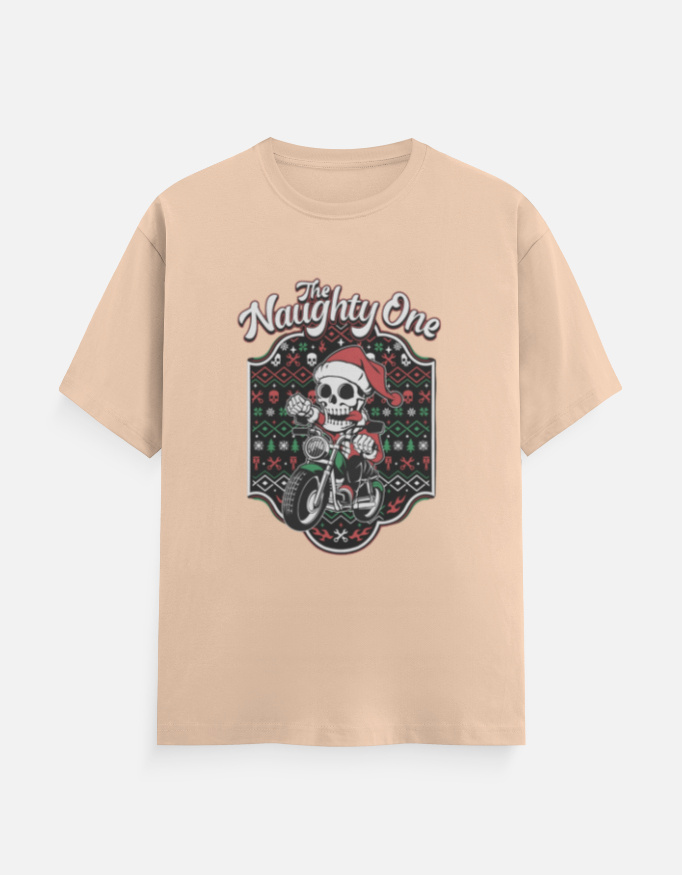 Christmas Biker Santa Skeleton Graphic T-Shirt – Ugly Sweater Style Casual Cotton Tee