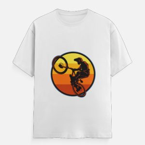 Retro Sunset BMX Stunt Rider Graphic Unisex Classic Crew T-Shirt